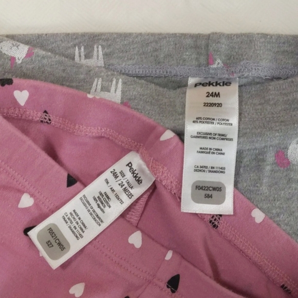 pekkle 2-pack printed cotton leggings bundle 24 months baby toddler girls - Picture 5 of 9